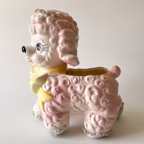 Vintage Cute Lamb Planter Pink Ceramic Figurine Nursery Decor 1961 Japan - Picture 15 of 16